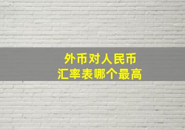 外币对人民币汇率表哪个最高