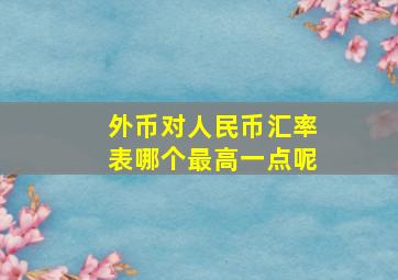 外币对人民币汇率表哪个最高一点呢