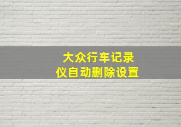 大众行车记录仪自动删除设置