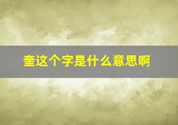 奎这个字是什么意思啊