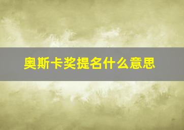 奥斯卡奖提名什么意思