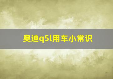 奥迪q5l用车小常识