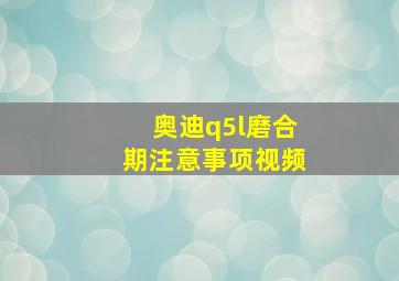 奥迪q5l磨合期注意事项视频