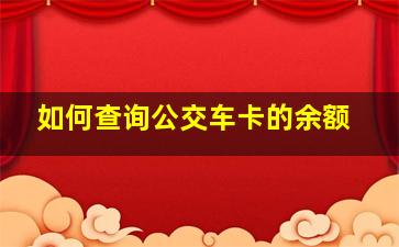 如何查询公交车卡的余额