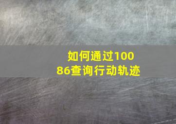 如何通过10086查询行动轨迹