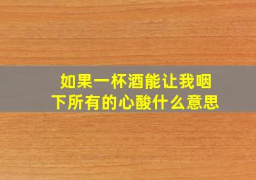 如果一杯酒能让我咽下所有的心酸什么意思