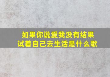 如果你说爱我没有结果试着自己去生活是什么歌