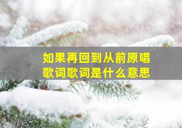 如果再回到从前原唱歌词歌词是什么意思