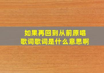 如果再回到从前原唱歌词歌词是什么意思啊