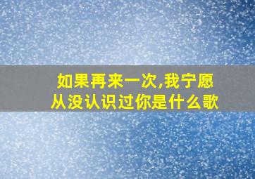 如果再来一次,我宁愿从没认识过你是什么歌