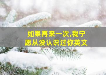 如果再来一次,我宁愿从没认识过你英文