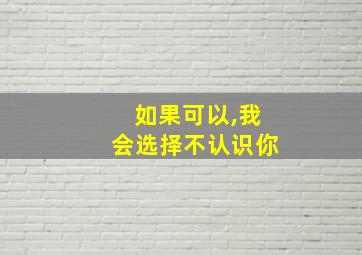 如果可以,我会选择不认识你