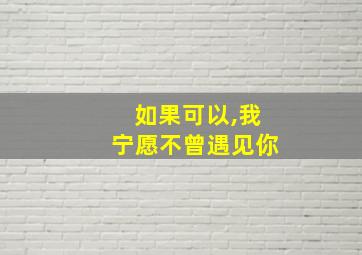 如果可以,我宁愿不曾遇见你