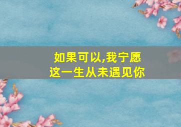 如果可以,我宁愿这一生从未遇见你