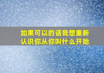 如果可以的话我想重新认识你从你叫什么开始