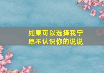 如果可以选择我宁愿不认识你的说说