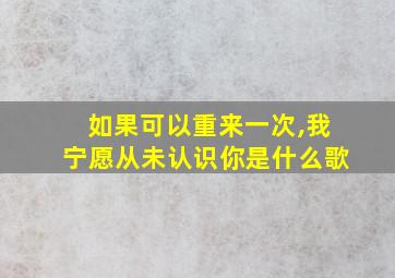 如果可以重来一次,我宁愿从未认识你是什么歌