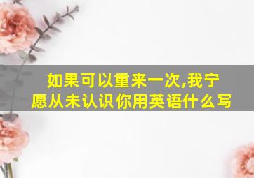 如果可以重来一次,我宁愿从未认识你用英语什么写