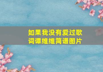 如果我没有爱过歌词谭维维简谱图片