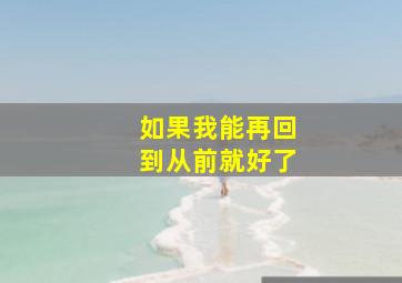 如果我能再回到从前就好了