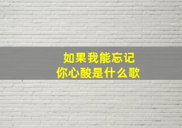 如果我能忘记你心酸是什么歌