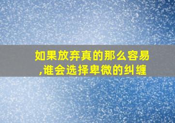 如果放弃真的那么容易,谁会选择卑微的纠缠