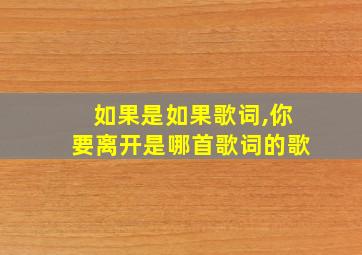 如果是如果歌词,你要离开是哪首歌词的歌