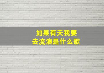 如果有天我要去流浪是什么歌