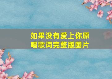 如果没有爱上你原唱歌词完整版图片