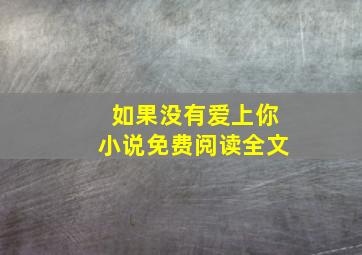 如果没有爱上你小说免费阅读全文