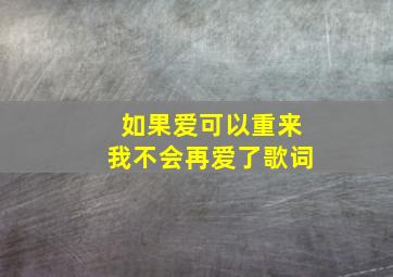 如果爱可以重来我不会再爱了歌词