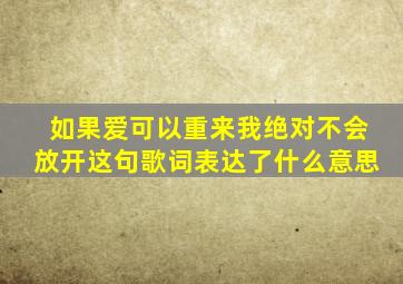 如果爱可以重来我绝对不会放开这句歌词表达了什么意思