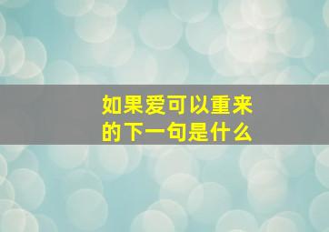 如果爱可以重来的下一句是什么