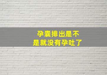 孕囊排出是不是就没有孕吐了