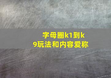 字母圈k1到k9玩法和内容爱称