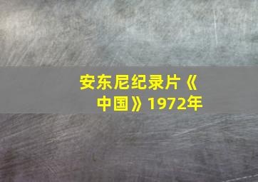 安东尼纪录片《中国》1972年