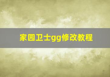 家园卫士gg修改教程