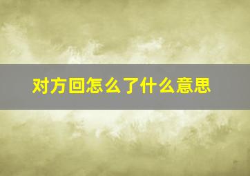 对方回怎么了什么意思