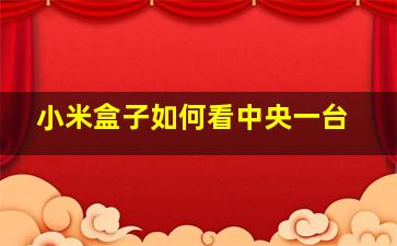 小米盒子如何看中央一台