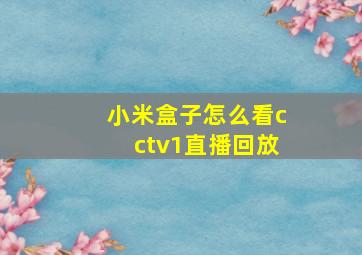 小米盒子怎么看cctv1直播回放