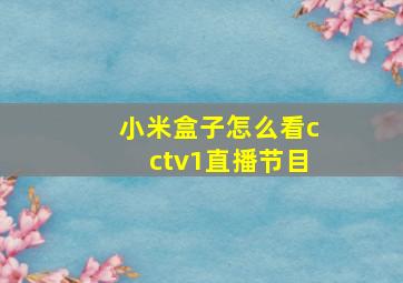 小米盒子怎么看cctv1直播节目