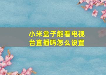 小米盒子能看电视台直播吗怎么设置