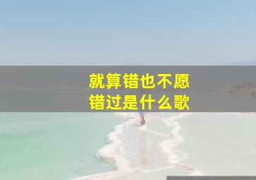 就算错也不愿错过是什么歌