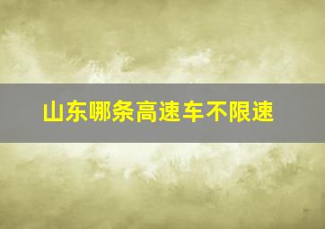 山东哪条高速车不限速