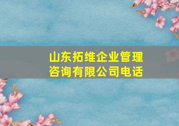 山东拓维企业管理咨询有限公司电话