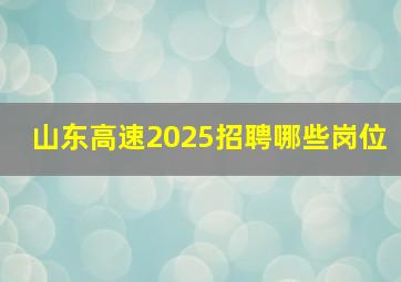 山东高速2025招聘哪些岗位