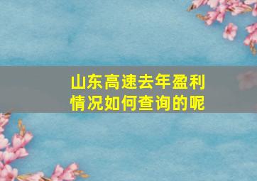 山东高速去年盈利情况如何查询的呢