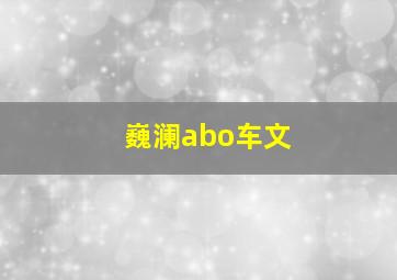 巍澜abo车文