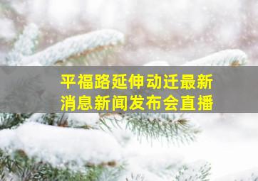 平福路延伸动迁最新消息新闻发布会直播