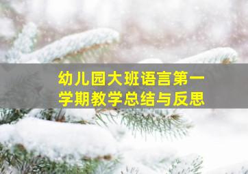 幼儿园大班语言第一学期教学总结与反思